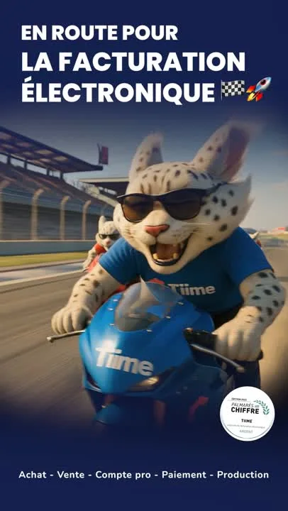 The Tiime mascot on a motorbike, on a campaign poster produced by the team